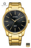 CITIZEN BH5002-53E Men's Black Dial Gold Stainless Steel Bracelet Watch Front Dial View - Beater