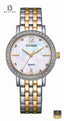 CITIZEN EL3106-59D Women's White MOP Dial Stainless Steel Bracelet Watch Front View - Beater
