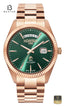 Roamer Primeline Daydate II 981666-46-75-50 Men's Green Dial Rose Gold Stainless Steel Bracelet Watch - Beater