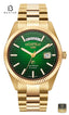 Roamer Primeline Daydate II Men's Green Dial Gold Stainless Steel Bracelet Watch - Beater
