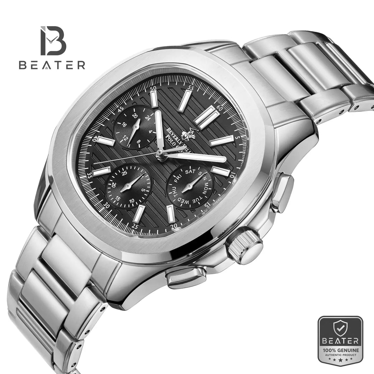 Beverly Hills Polo Club BP3212X.350 Black to Grey Case & Bezel Profile - Beater