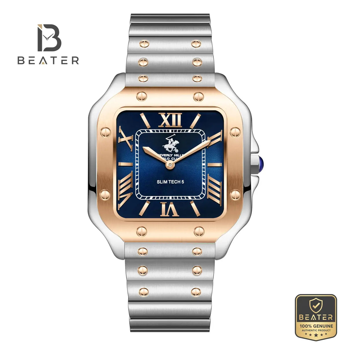 Beverly Hills Polo Club BP3729X.570 Men's Dark Blue Dial Stainless Steel Bracelet Watch Front View - Beater Main image