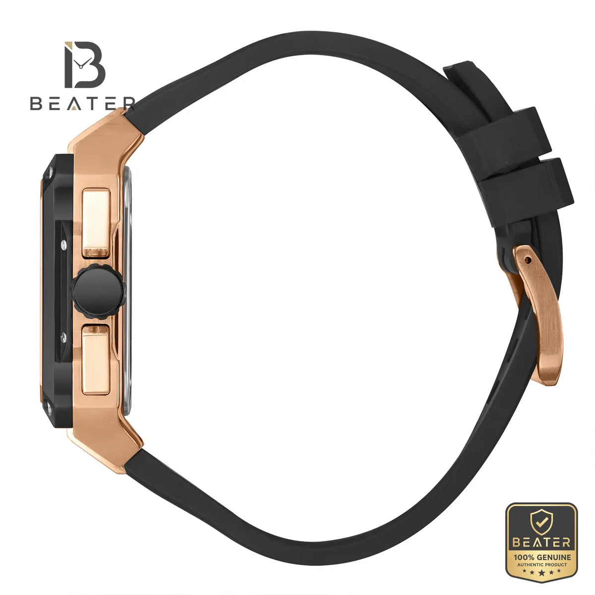 Beverly Hills Polo Club BP3742X.851 Men's Black Silicone Strap & Butterfly Buckle Detail - Beater