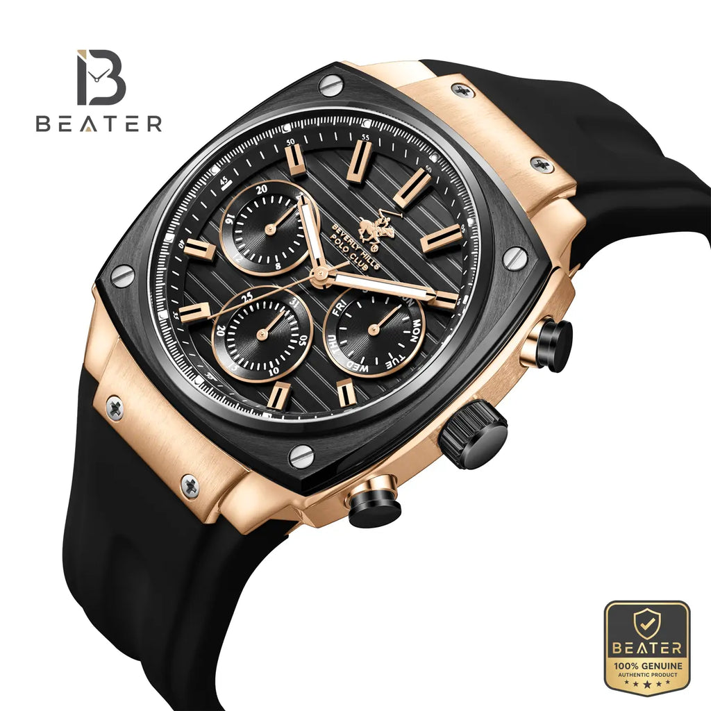Beverly Hills Polo Club BP3778X.451 Gun Black Dial Case & Bezel Profile - Beater