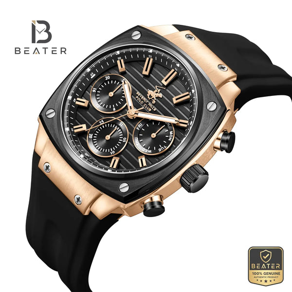 Beverly Hills Polo Club BP3778X.451 Gun Black Dial Case & Bezel Profile - Beater
