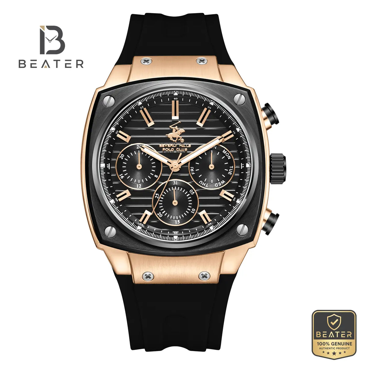 Beverly Hills Polo Club BP3778X.451 Men's Gun Black Dial Watch Front View - Beater Main image