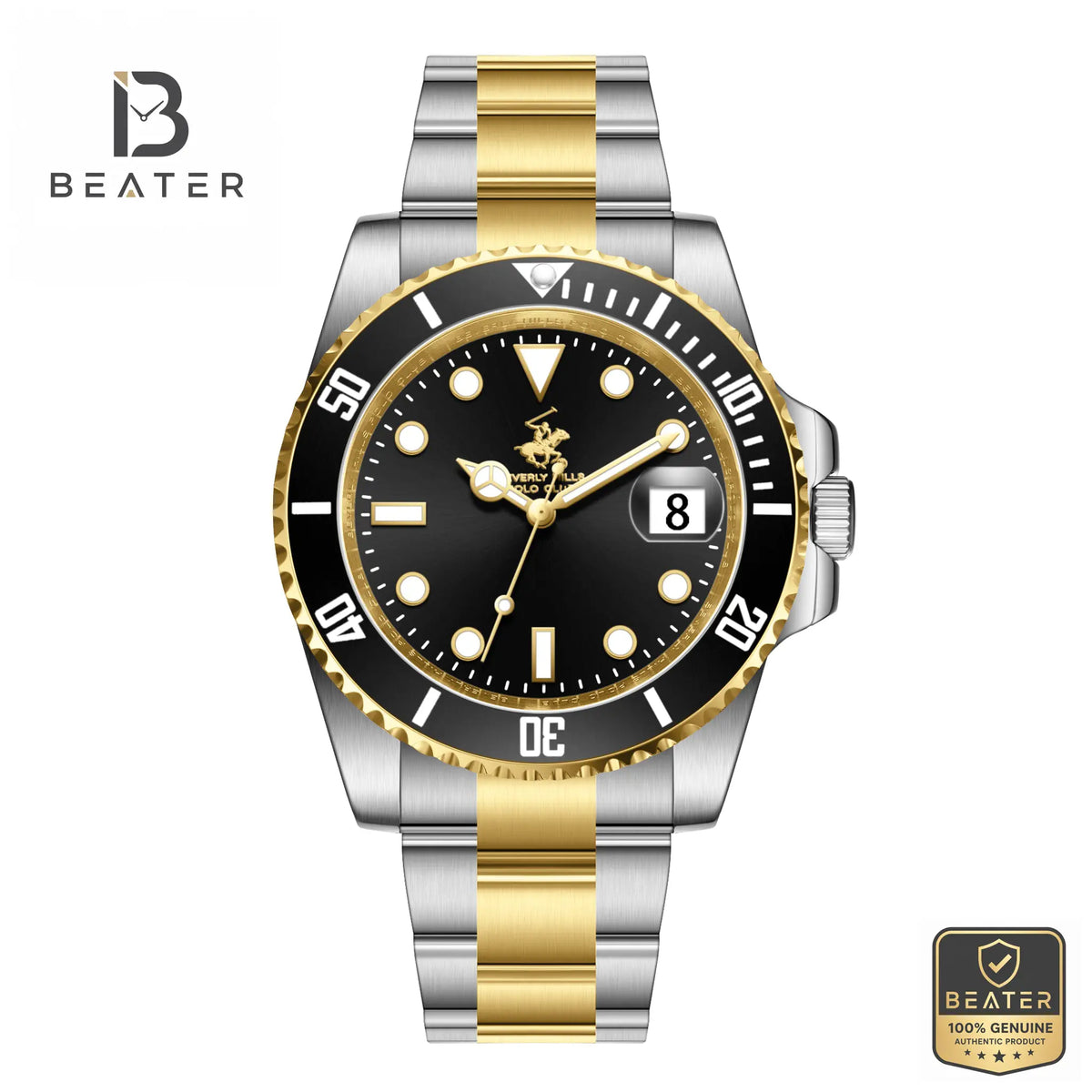 Beverly Hills Polo Club BP3791X.250 Men's Gun Black Dial Watch Front View - Beater Main image