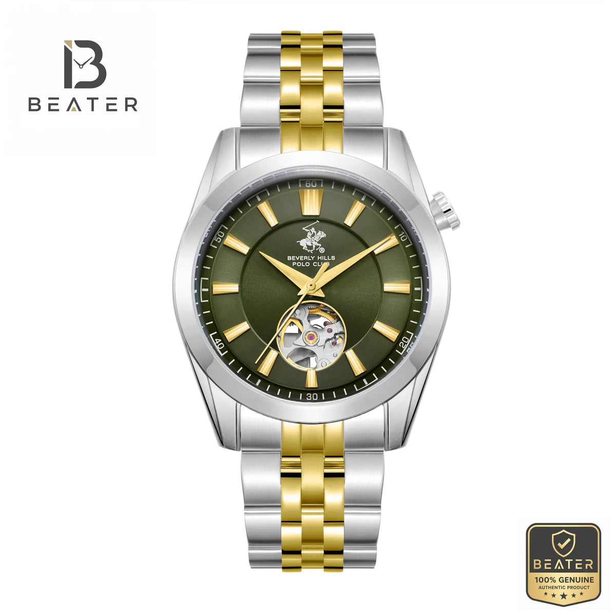 Beverly Hills Polo Club BP3816X.270 Men's Green Dial Watch Front View - Beater