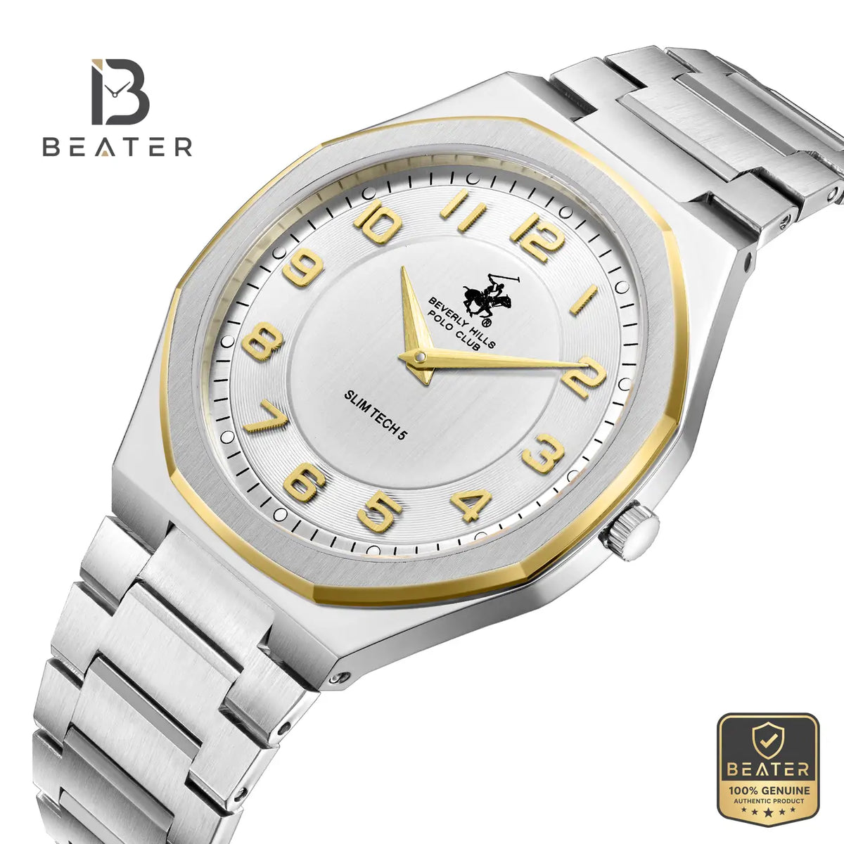 Beverly Hills Polo Club BP3832X.230 Silver Dial Case and Bezel Profile - Beater
