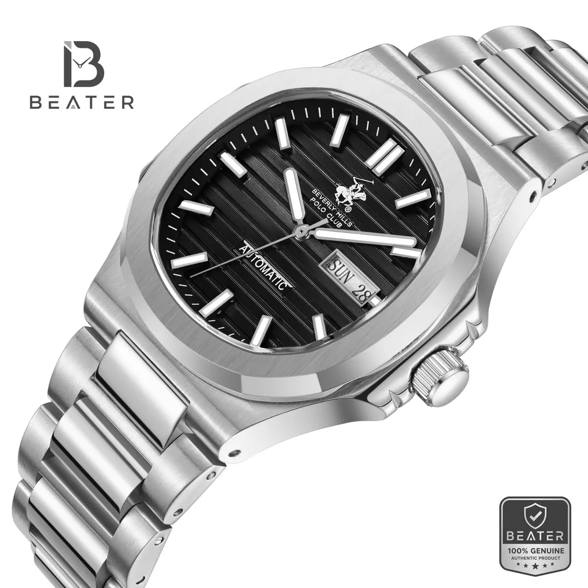 Beverly Hills Polo Club BP3835X.350 Black Dial Case and Bezel Profile - Beater