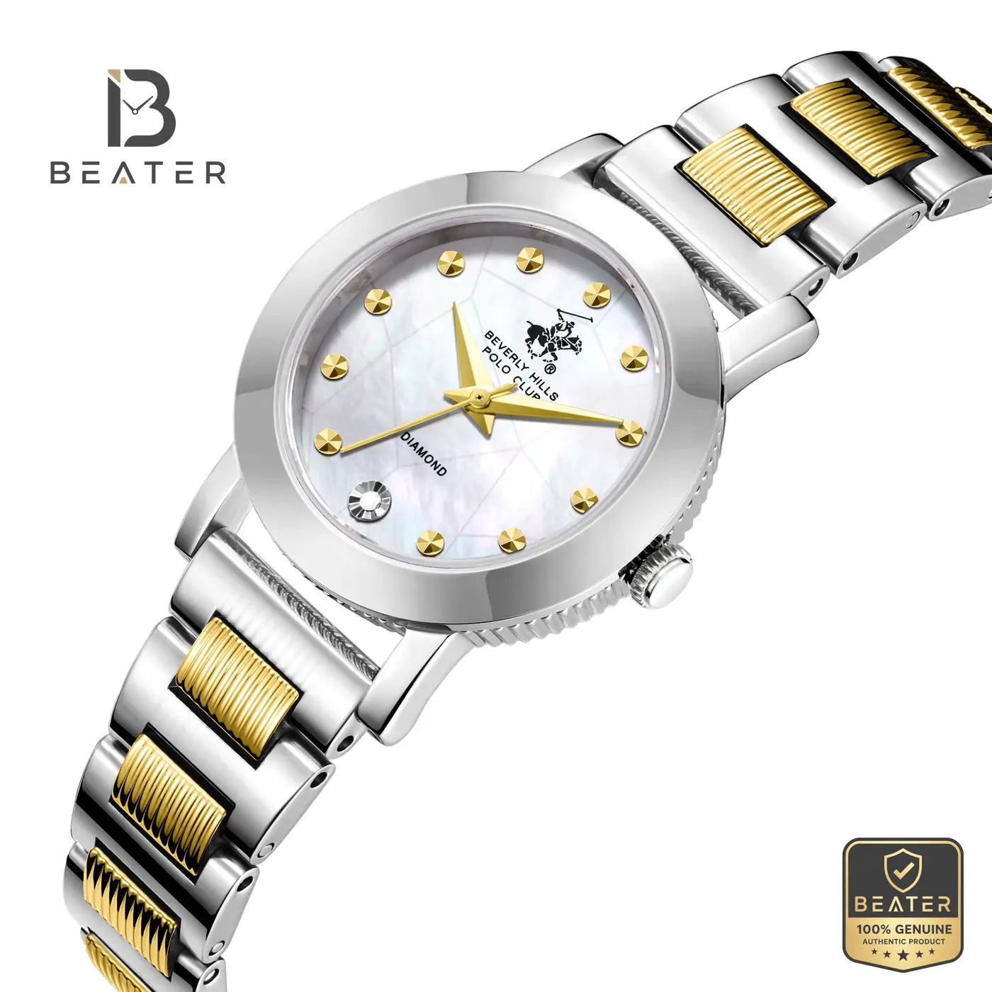 Beverly Hills Polo Club BP3842X.220 Women's White Mother Of Pearl Steel Strap Watch Secondary image