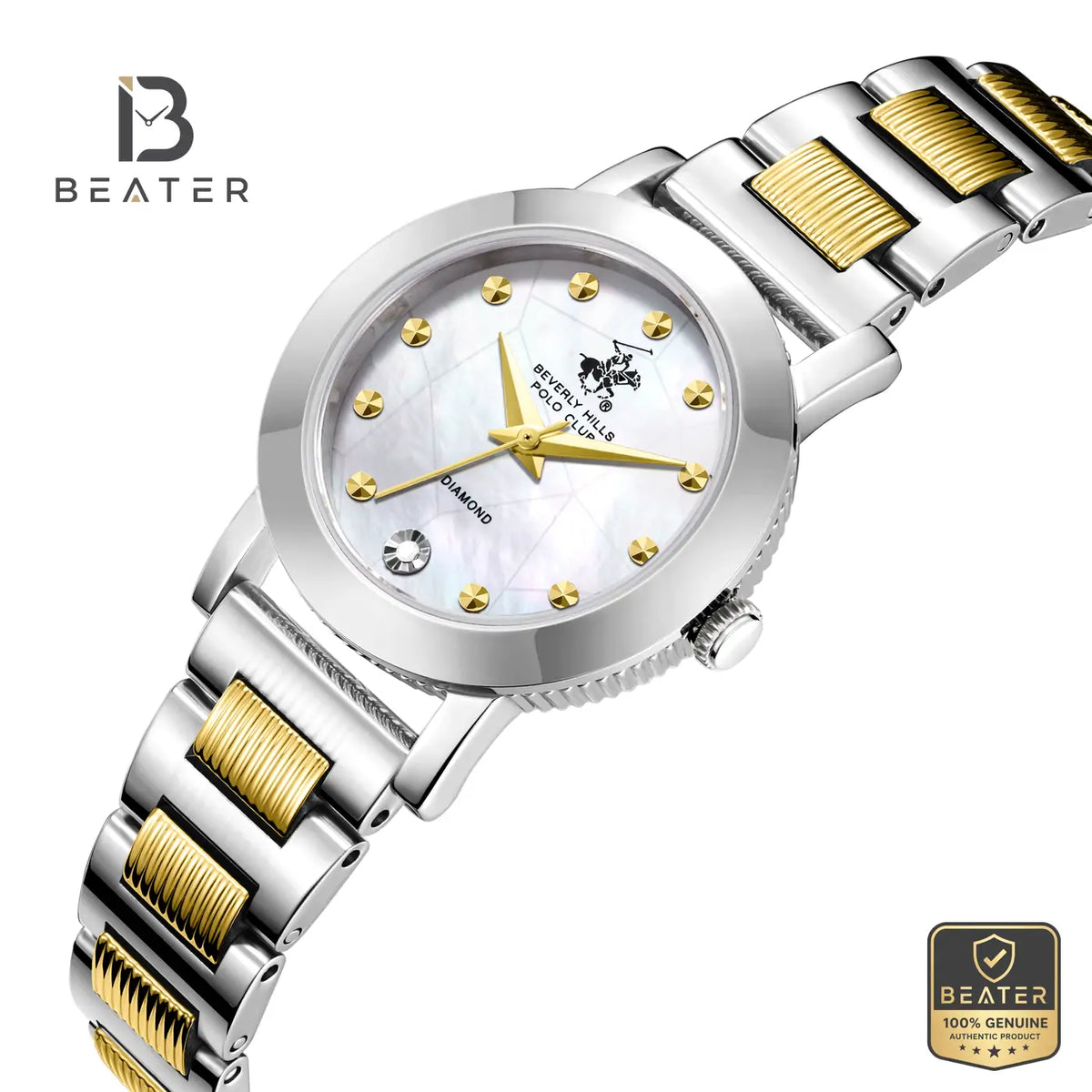 Beverly Hills Polo Club BP3842X.220 Women's White Mother Of Pearl Dial Case and Bezel Profile - Beater