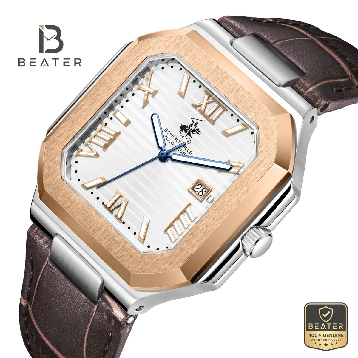 Beverly Hills Polo Club BP3846X.532 Men's Silver Dial Case and Bezel Profile - Beater