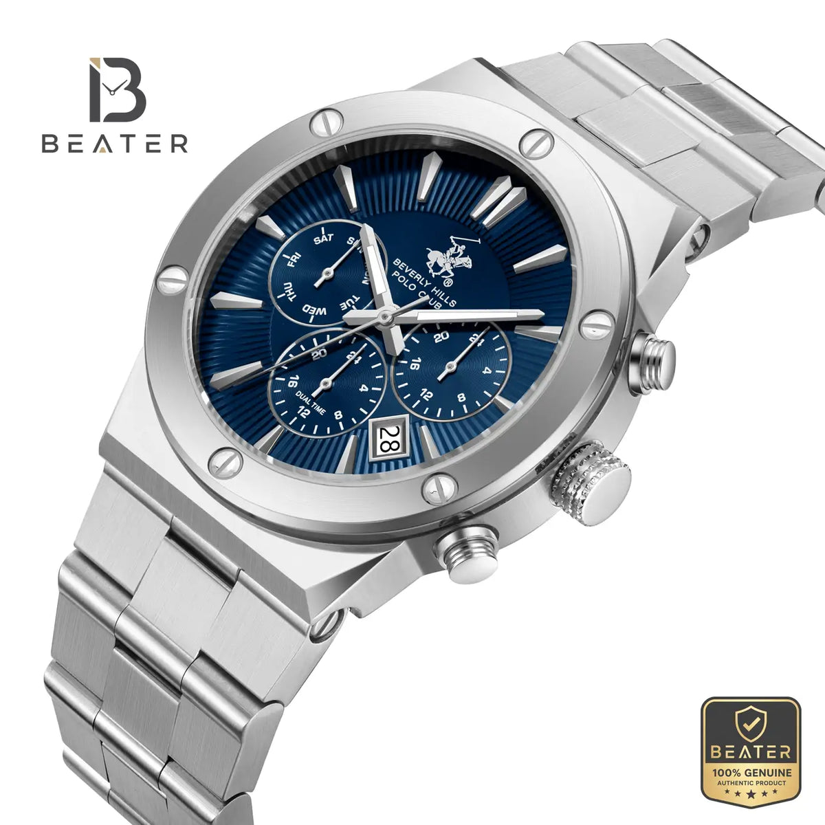 Beverly Hills Polo Club BP3871X.390 Blue Dial Case & Bezel Profile - Beater