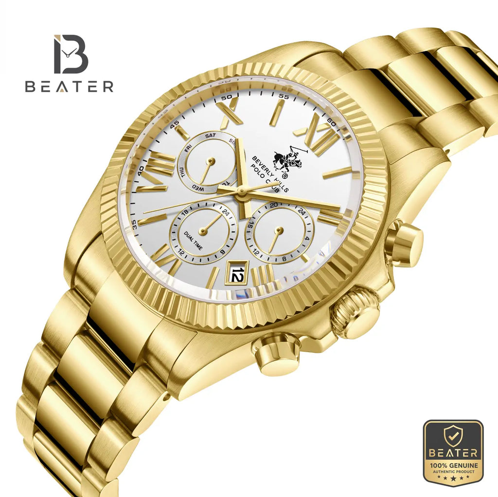 Beverly Hills Polo Club BP3874X.130 White Dial Case & Bezel Profile - Beater