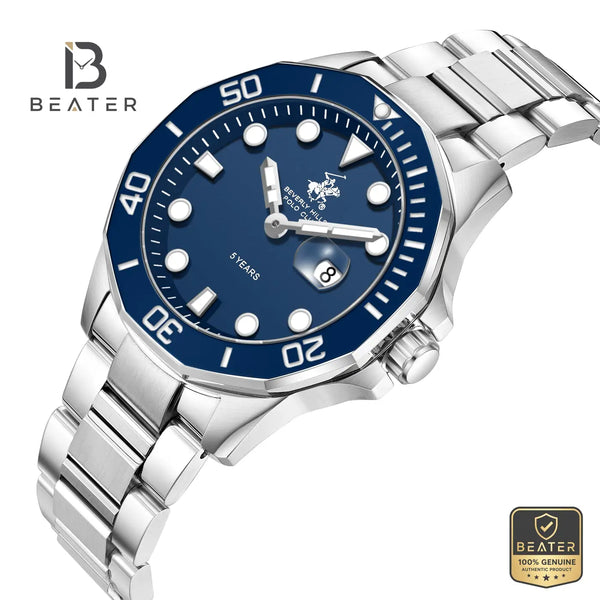 Beverly Hills Polo Club BP3878X.390 Blue Dial Case & Bezel Profile - Beater