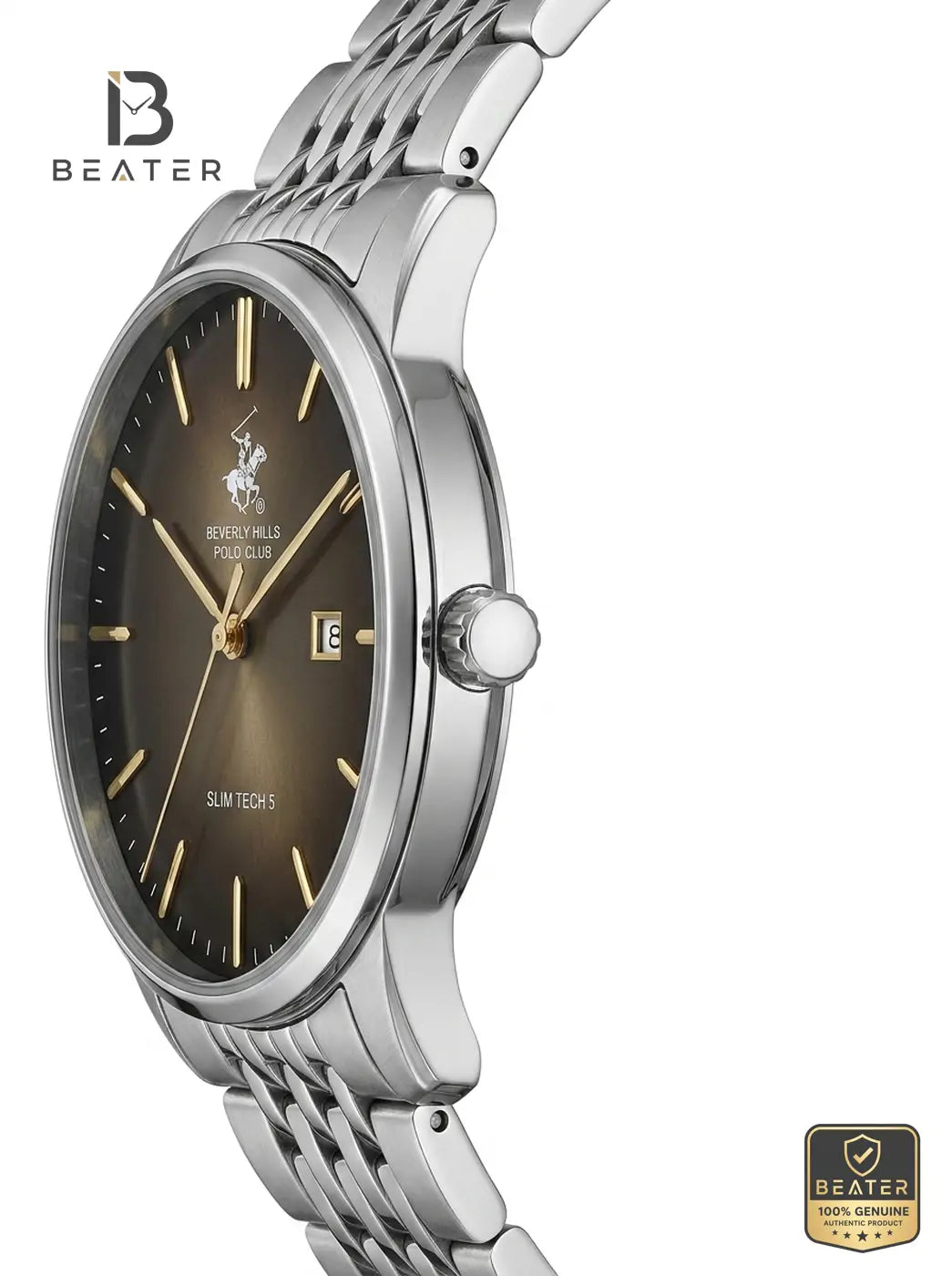 Beverly Hills Polo Club BP3895X.340 Brown Dial Case and Bezel Profile - Beater