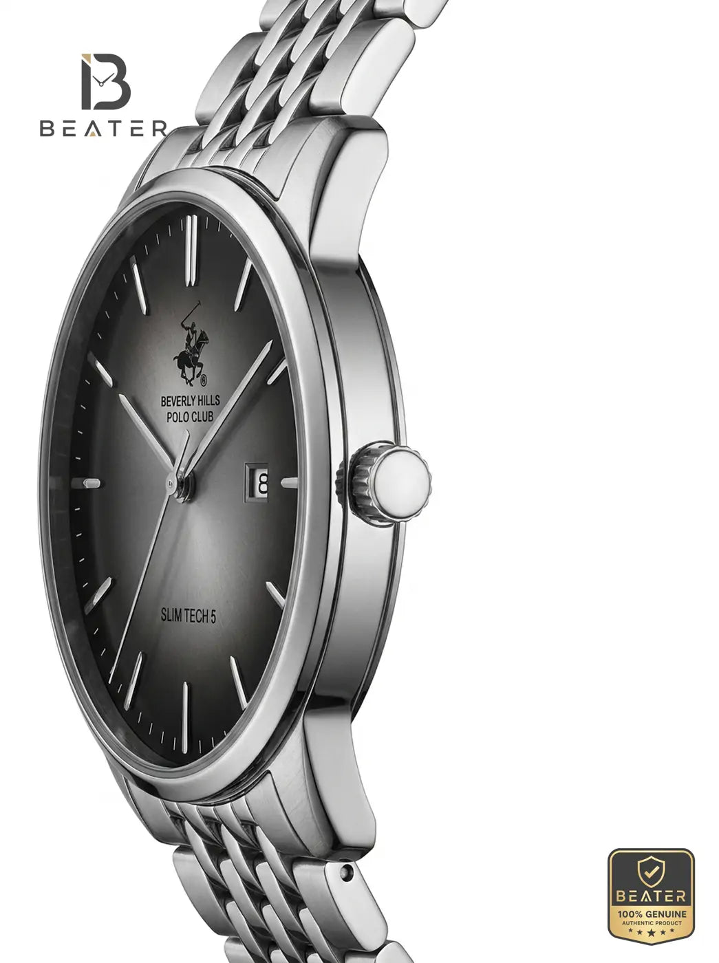 Beverly Hills Polo Club BP3895X.350 Silver to Black Dial Case & Bezel Profile - Beater