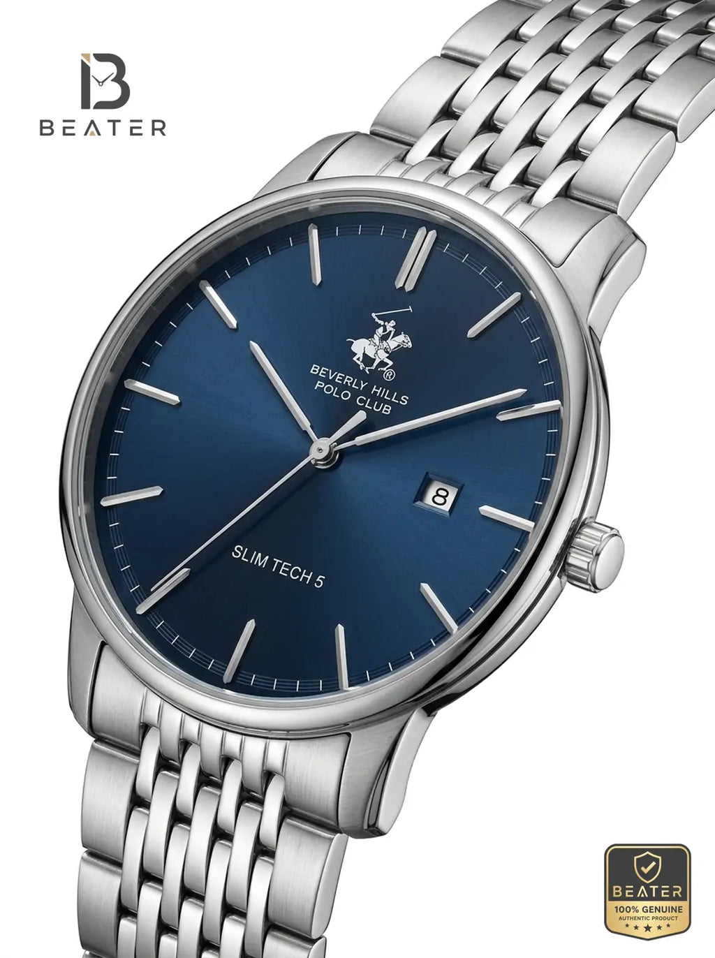 Beverly Hills Polo Club BP3895X.390 Men's Dark Blue Dial Steel Bracelet Watch View 4 - Beater