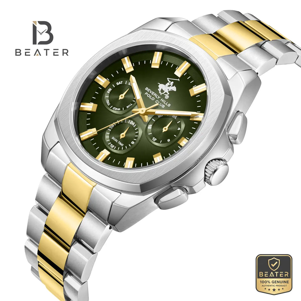 Beverly Hills Polo Club BP3907X.270 Dark Green Dial S.S Case and Bezel Profile - Beater