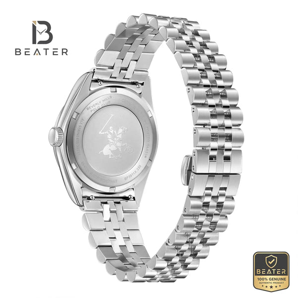 Beverly Hills Polo Club BP3911X.330 Steel and Leather Band with Butterfly Buckle Detail - Beater