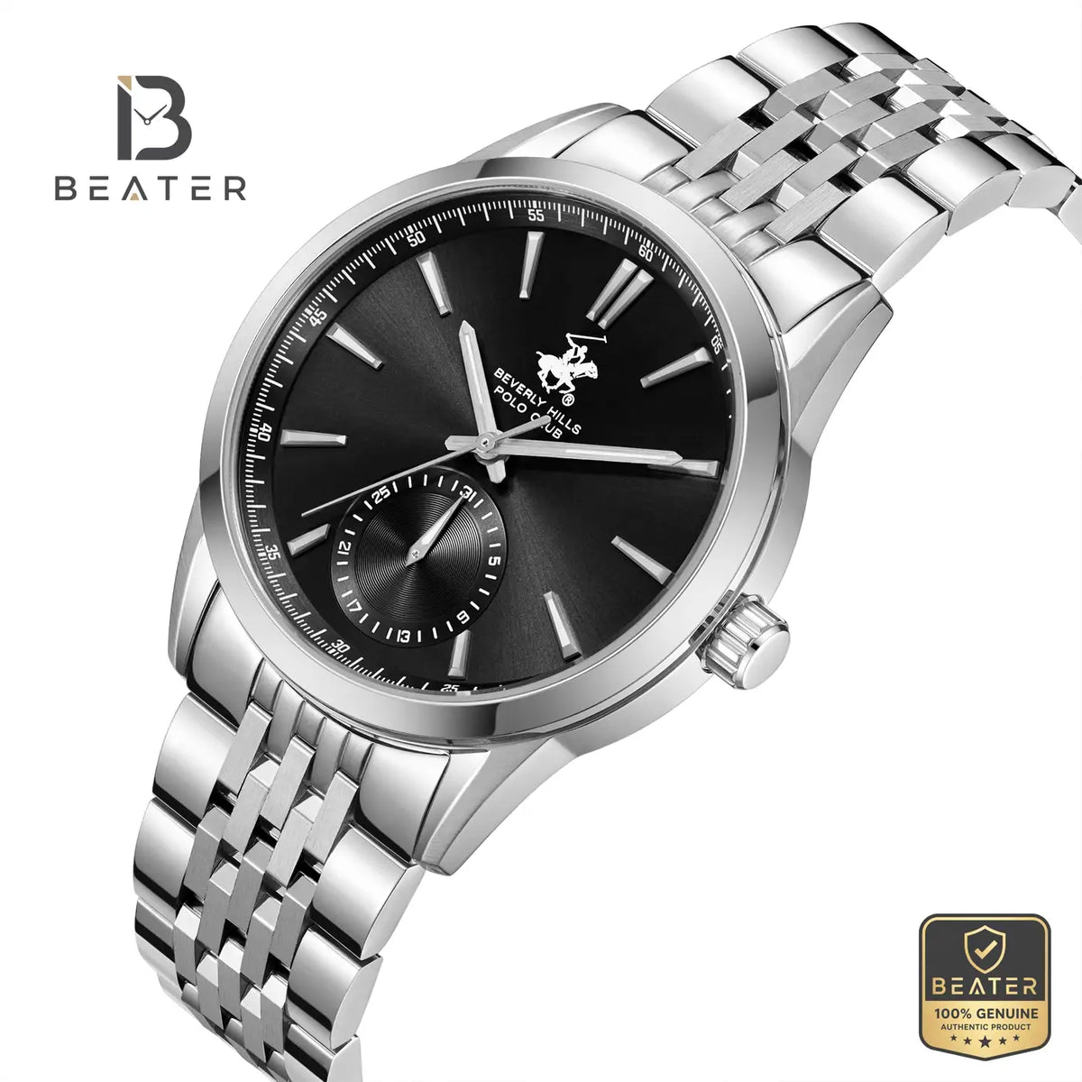 Beverly Hills Polo Club BP3913X.350 Men's Black Dial Case & Bezel Profile - Beater