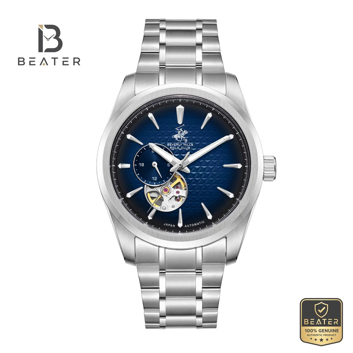Beverly Hills Polo Club BP3915X.390 Men's Dark Blue Dial Steel Bracelet Watch Front View - Beater Main image