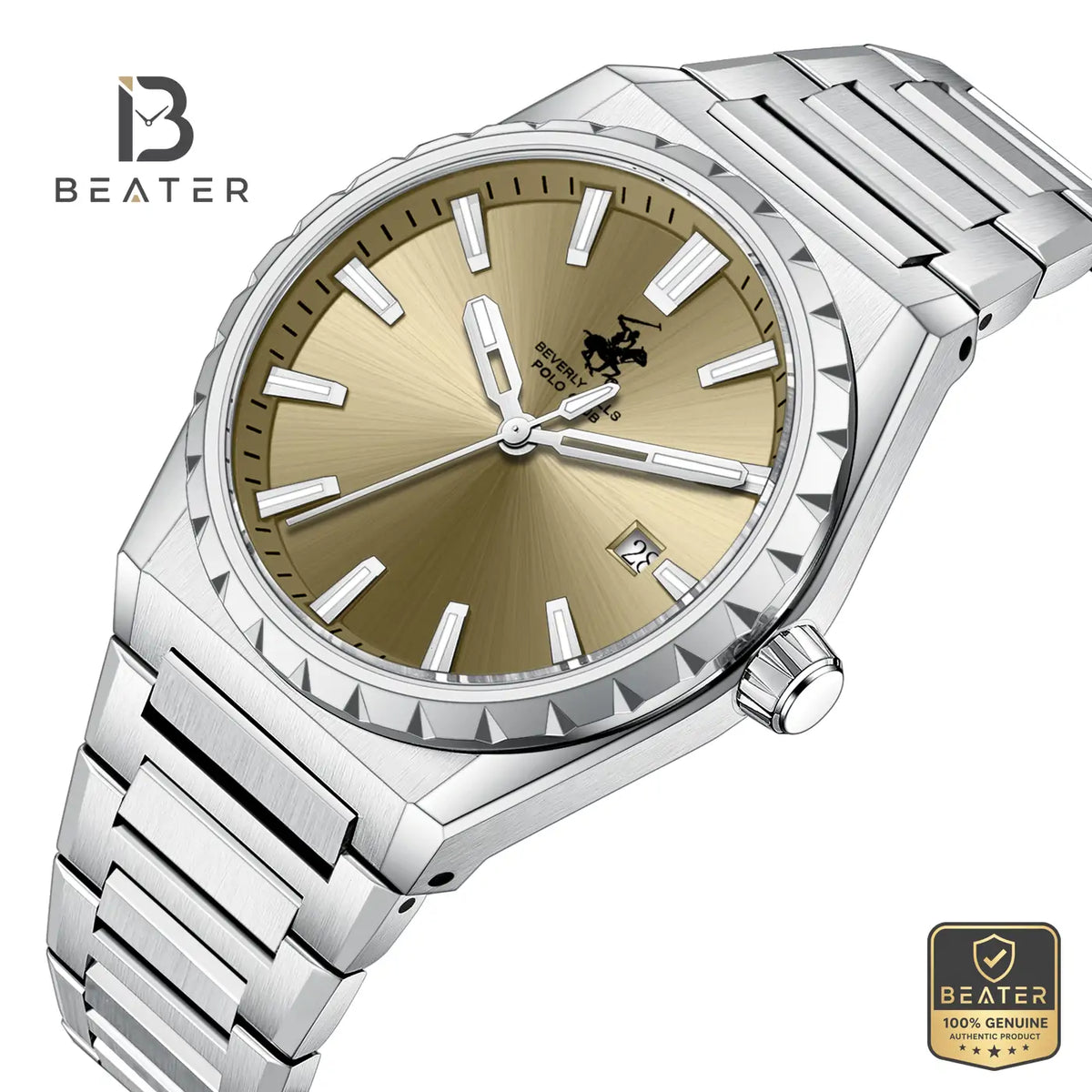 Beverly Hills Polo Club BP3918X.340 Brown Dial Case and Bezel Profile - Beater