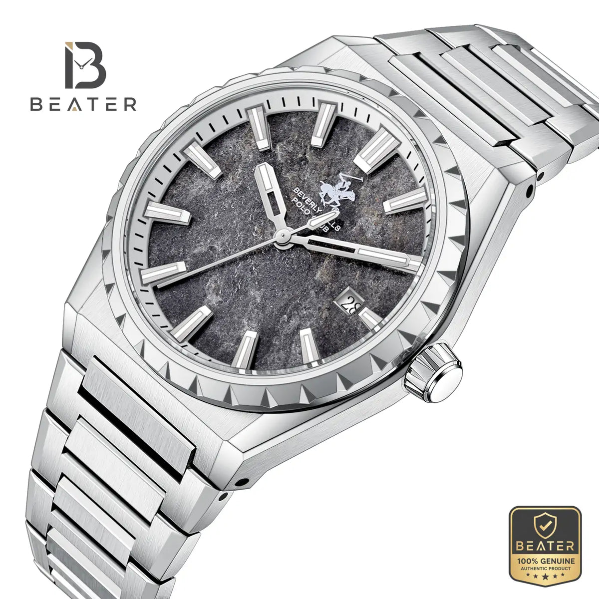 Beverly Hills Polo Club BP3918X.350 Silver Dial Case & Bezel Profile - Beater