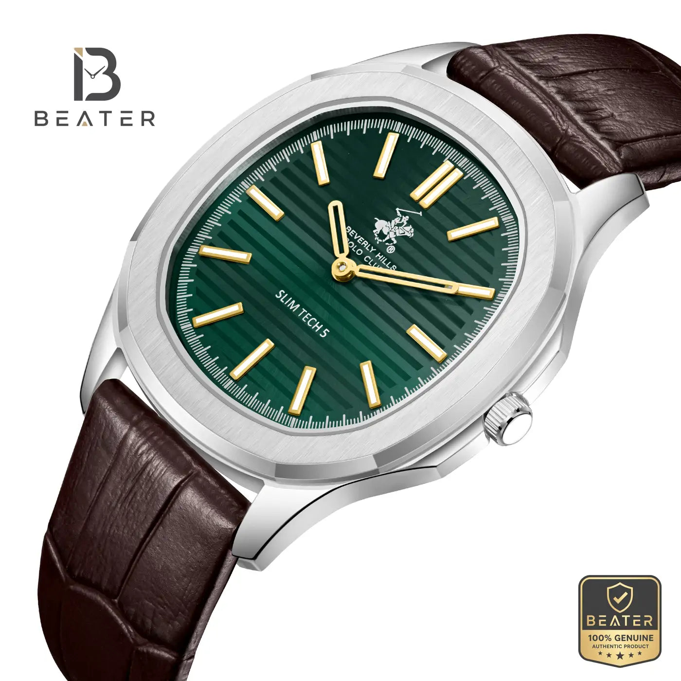Beverly Hills Polo Club BP3919X.372 Men's Dark Green Leather Strap Watch Secondary image