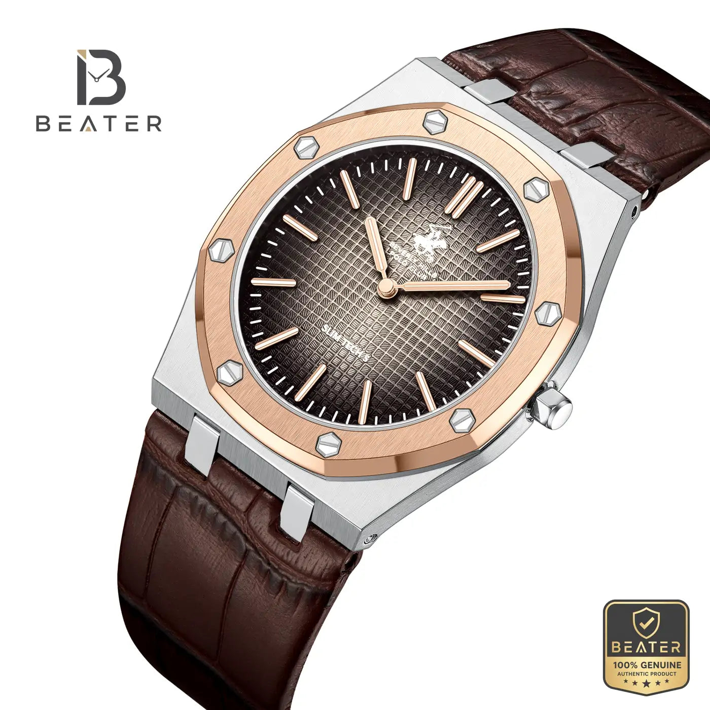 Beverly Hills Polo Club BP3924X.542 Men's Dark Brown Leather Strap Watch Secondary image