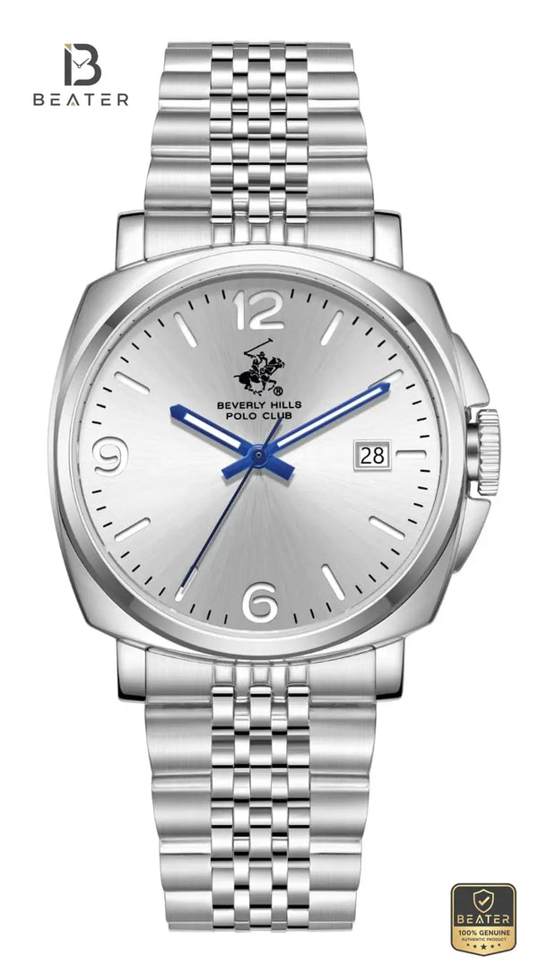 Beverly Hills Polo Club BP3928X.330 Men's Silver Dial Watch Front View - Beater