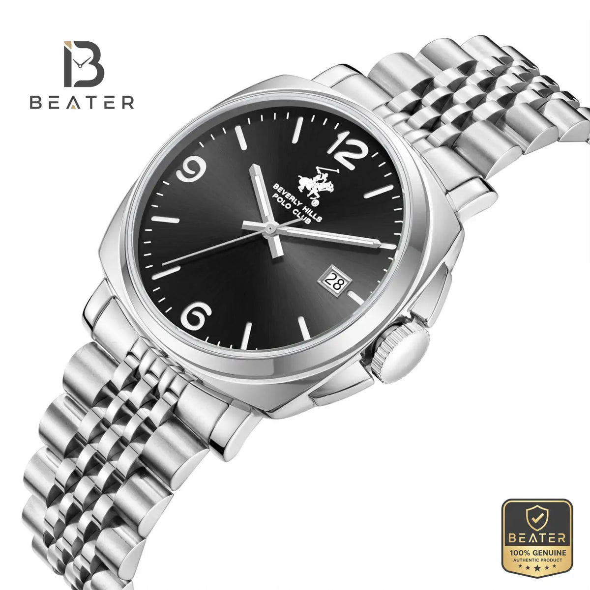 Beverly Hills Polo Club BP3928X.350 Gun Black Case and Bezel Profile - Beater