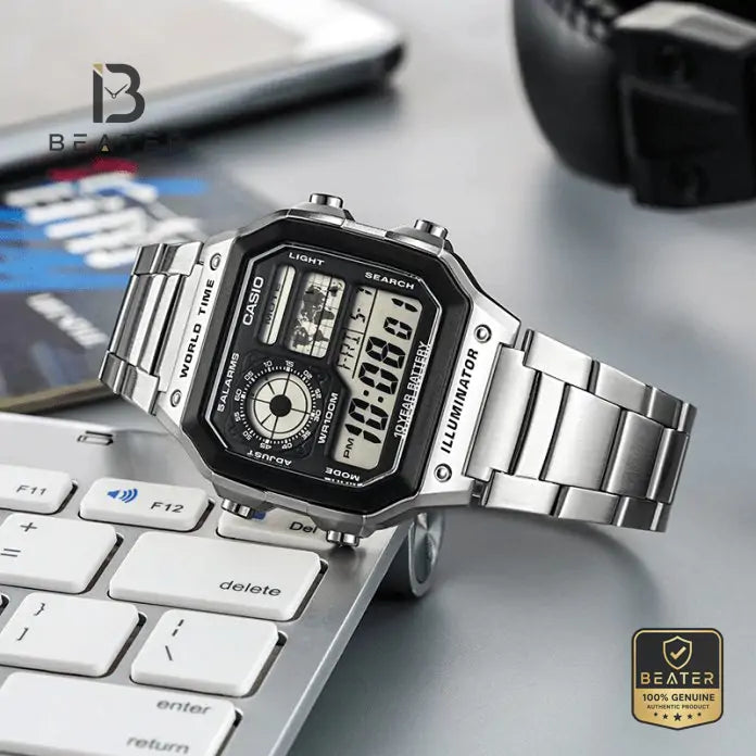 CASIO AE-1200WHD-1AVDF Men's Digital Watch Front Dial View - Beater Main image