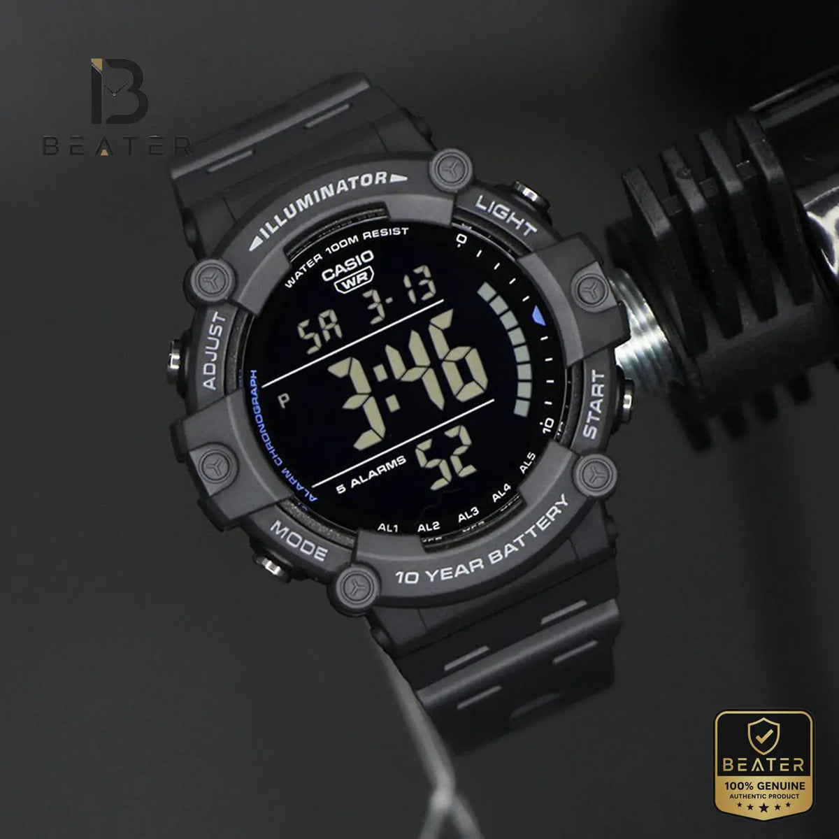 CASIO AE-1500WH-8BVDF Men's Digital Watch Front Dial View - Beater Main image