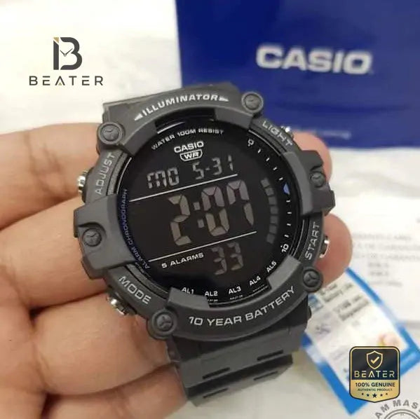 CASIO AE-1500WH-8BVDF Men's Digital Watch Back View - Beater
