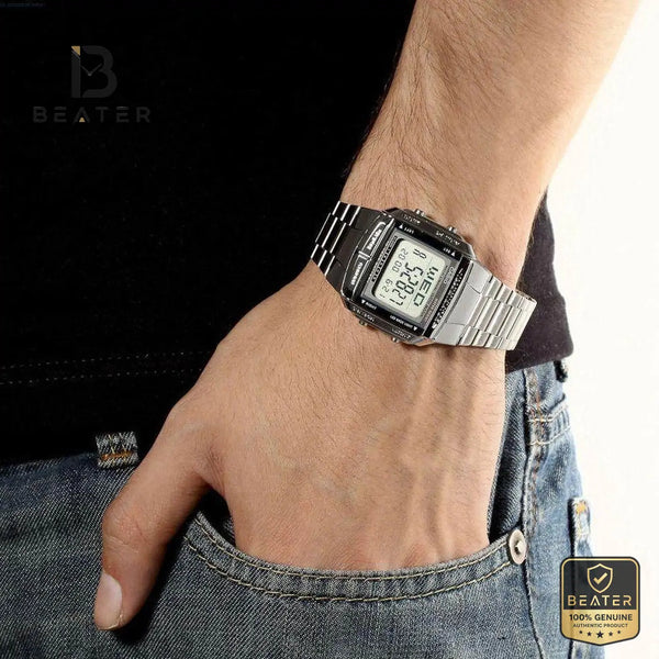 CASIO DB-360-1ADF Men's Digital Watch Case Back View - Beater