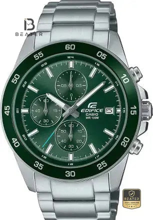 CASIO EDIFICE EFR-526D-3A Men's Green Dial Watch Front View - Beater
