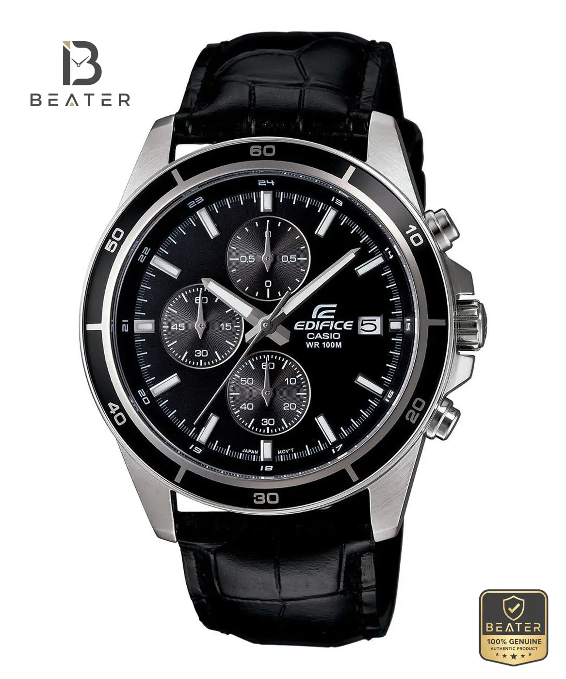 CASIO EDIFICE EFR-526L-1AVUDF Men's Chronograph Leather Strap Watch Secondary image