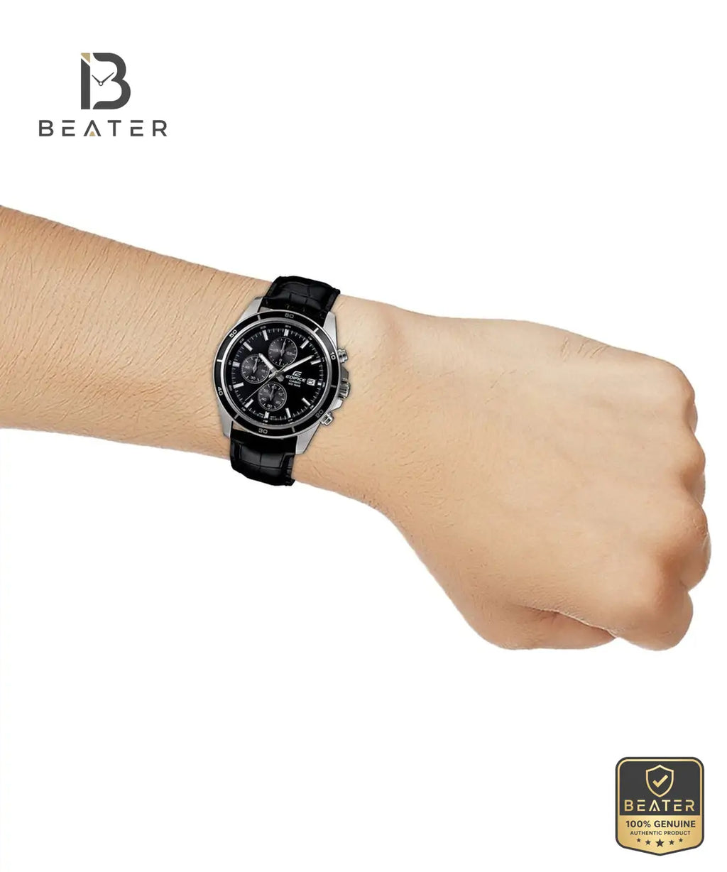 CASIO EDIFICE EFR-526L-1AVUDF Genuine Leather Strap & Buckle Detail - Beater