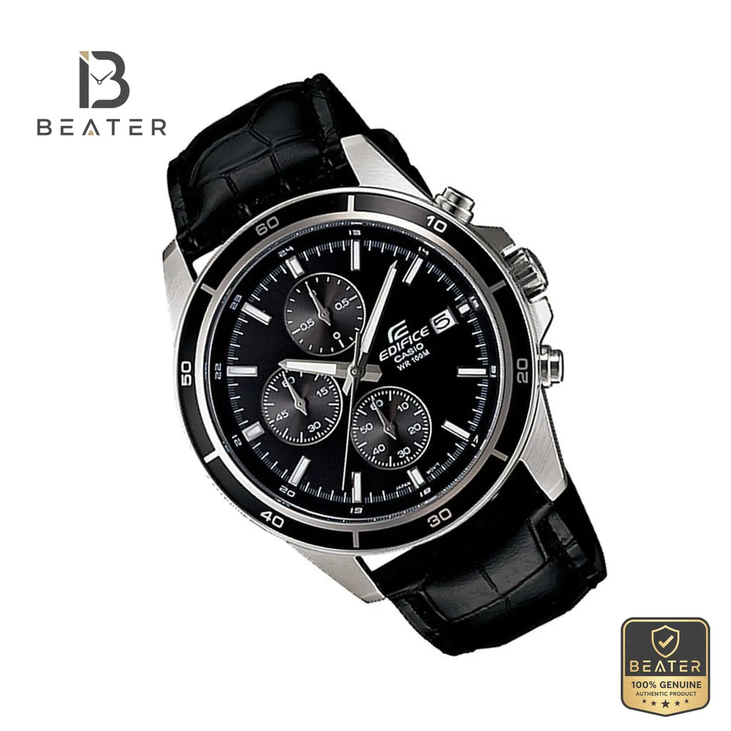 CASIO EDIFICE EFR-526L-1AVUDF Men's Leather Strap Watch Alternate View - Beater