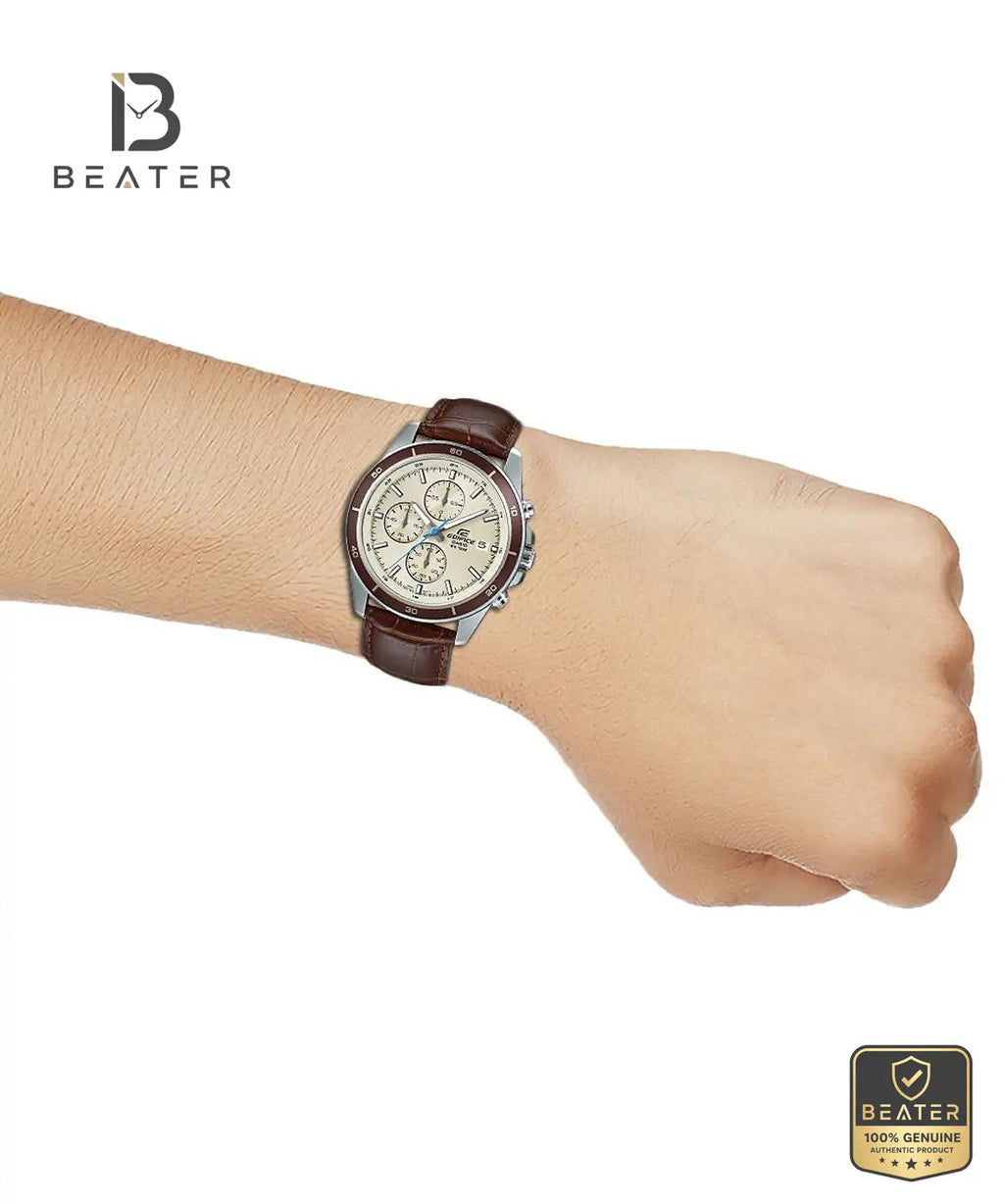 CASIO EDIFICE EFR-526L-7BVUDF-EX303 Genuine Leather Strap & Clasp Detail - Beater