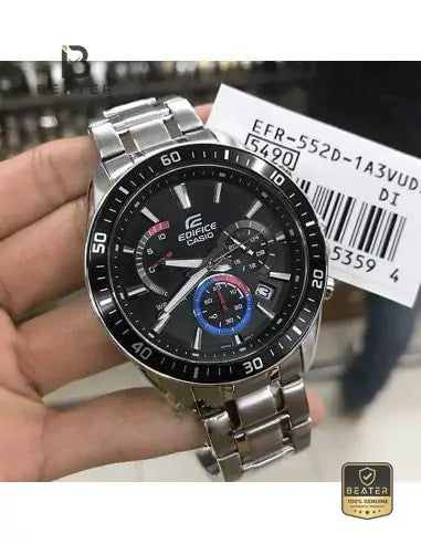 Casio Edifice EFR-552D-1A3VUDF Chronograph Dial Angle View - Beater