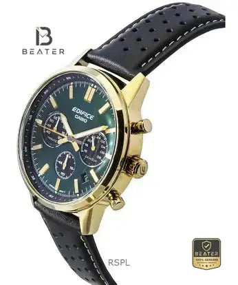 CASIO EDIFICE EFR-575CL-3A Green Sunburst Dial Case and Leather Strap Profile - Beater