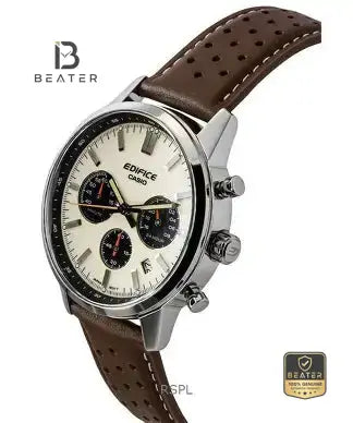 Casio Edifice EFR-575L-7A Men's Brown Leather Strap & Clasp Detail - Beater