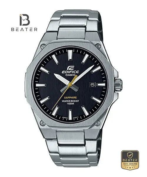 Casio Edifice EFR-S108D-1AVUDF Men's Black Dial Stainless Steel Bracelet Watch Front Dial View - Beater Main image