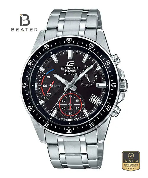 Casio Edifice EFV-540D-1AVUDF Men's Black Dial Watch Front View - Beater