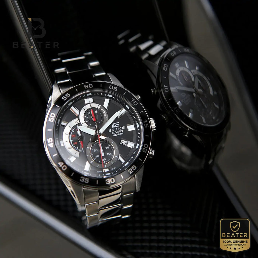CASIO EDIFICE EFV-550D-1AVUDF Men's Chronograph Watch Front Dial View - Beater