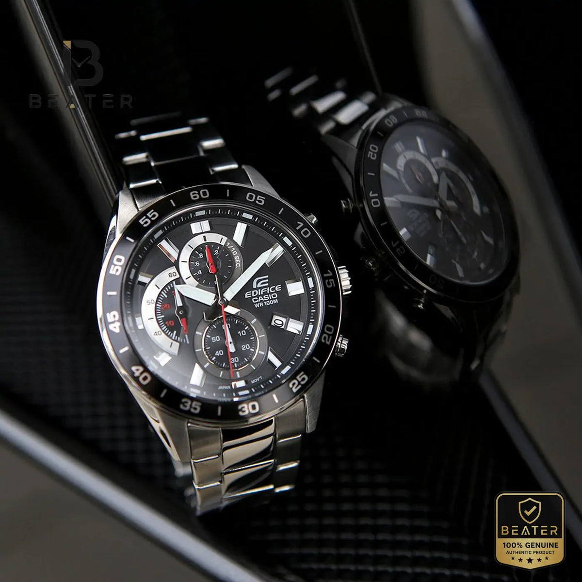 CASIO EDIFICE EFV-550D-1AVUDF Men's Chronograph Watch Front Dial View - Beater