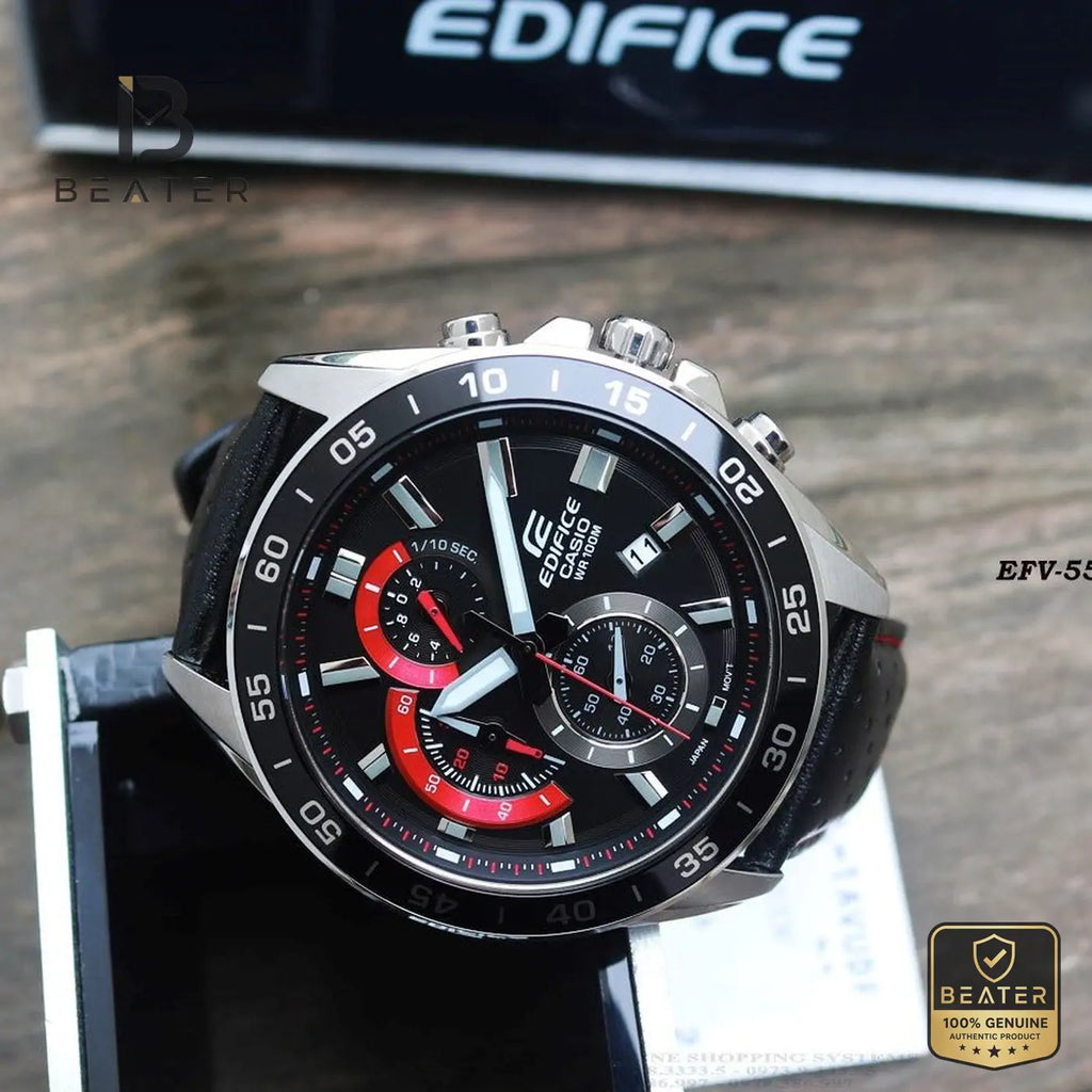 CASIO EDIFICE EFV-550L-1AVUDF Men's Watch Front Dial View - Beater